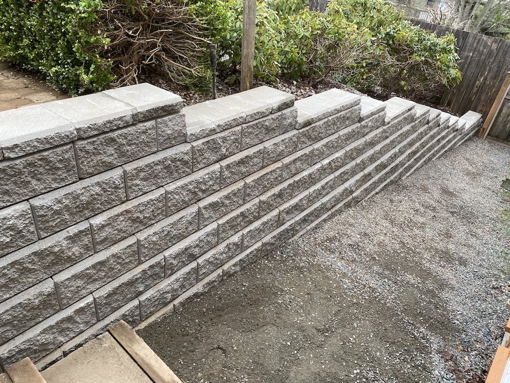 Retaining wall on a steep slope Retaining wall on a steep slope.